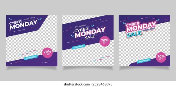 Cyber monday sale social media post template, trendy offer banner for instagram post promotion business