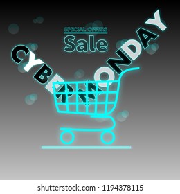 Cyber Monday  sale special offer concept. Banner and Label for Website. Vector illustration.