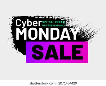 Cyber Monday Sale Special Offer This Weekend Only. Online Store, Shop Promotional Poster, Banner, Leaflet For Advertising Discounts, Grunge Texture Background Vector Illustration