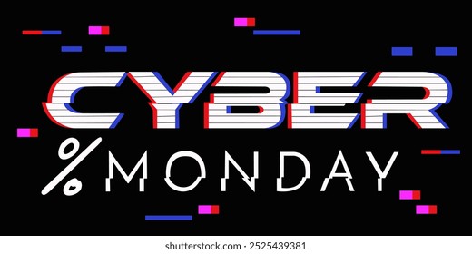 Cyber Monday Venda Oferta especial Pôster. Conceito de compras online. Banner vetor para eventos promocionais da Cyber Monday em plataformas de e-commerce, marketplaces. SEGUNDA-FEIRA CIBERNÉTICA