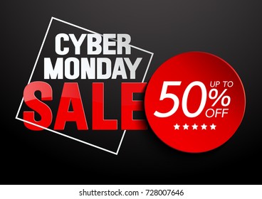 Cyber Monday Sale, special offer, poster design template, vector illustration