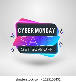 Cyber Monday sale sticker. Discount banner. Special offer sale tag. Vector illustration.