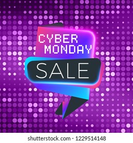 Cyber Monday sale sticker. Discount banner. Special offer sale tag. Vector illustration.