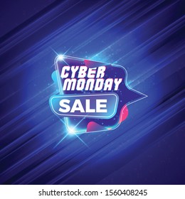 Cyber Monday sale sticker. Discount banner. Special offer sale tag on dark blue background. Vector illustration