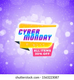 Cyber Monday sale sticker. Discount banner. Special offer sale tag. Vector illustration