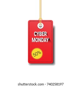 Cyber Monday Sale Tag Isolated Online Shopping Discount Logo Design Flat Vector Illustration