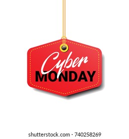 Cyber Monday Sale Tag Isolated Online Shopping Discount Logo Design Flat Vector Illustration