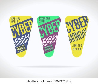 Cyber Monday sale tag sticker vector isolated.