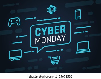 Cyber Monday Sale. Technology and online shopping