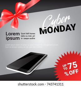 Cyber Monday Sale Template Banner Discounts On Modern Smart Phones Poster Design Vector Illustration