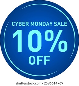 Cyber Monday Sale Ten Percent Discount Vector Sticker Tag