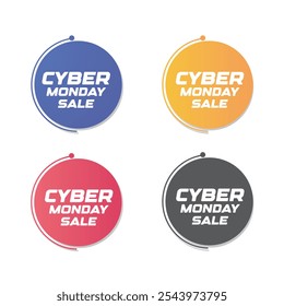 Cyber Monday Sale text. Round sticker badge with offer. Special offer price sign. Advertising Discounts symbol. Paper label banner. cyber Monday tag banner vector.