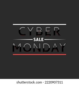 Cyber Monday sale text web ecommerce poster, creative dark background special offer promotion banner typography mockup, minimal style elegant design element.