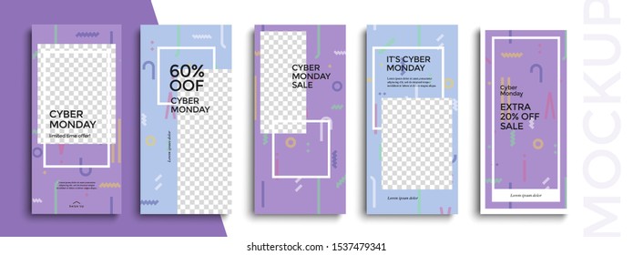 Cyber Monday Sale. Trendy editable Instagram Stories template. Design  for social media. 