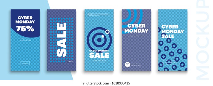 Cyber Monday Sale. Trendy editable Instagram Stories template. Design  for social media. 