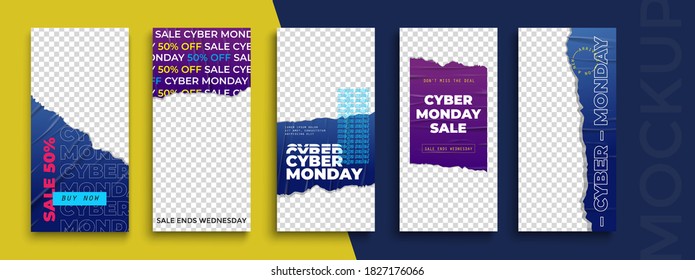 Cyber Monday Sale. Trendy editable Stories template. Design  for social media. 