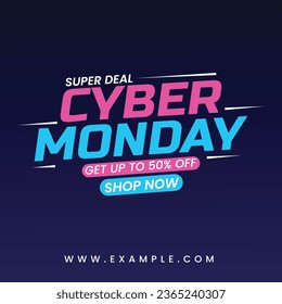 Cyber Monday Sale Typography Banner, Cyber Monday Deal Background