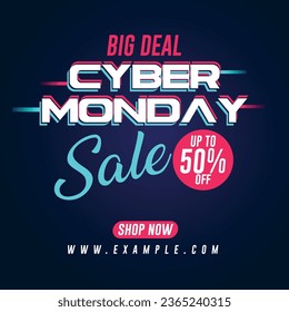 Cyber Monday Sale Typography Banner, Cyber Monday Deal Background