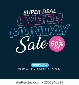 Cyber Monday Sale Typography Banner, Cyber Monday Deal Background