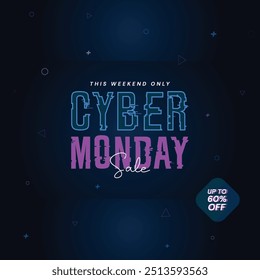 Cyber Monday Venta Tipografía Anuncio, cartel, anuncio de redes sociales Cyber Monday Oferta con descuento Antecedentes
