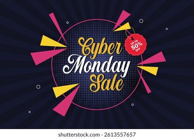 Cyber Monday sale typography design on retro background