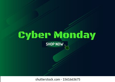 Cyber Monday sale vector background and Shop now icon