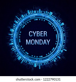 Cyber Monday Sale vector banner template on binary background.