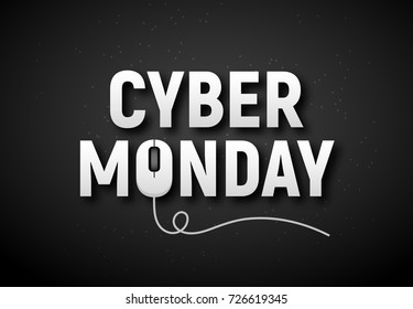 Cyber monday sale vector illustration. Cyber monday advertisign with mouse. Online sale backgrund design