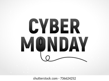 Cyber monday sale vector illustration. Cyber monday advertisign with mouse. Online sale backgrund design.