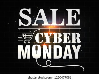 Cyber Monday Sale. Vector Promotional Poster for your Projects. Online Shopping and Marketing Concept.