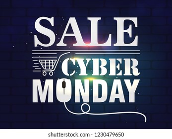 Cyber Monday Sale. Vector Promotional Poster for your Projects. Online Shopping and Marketing Concept.