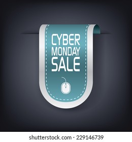 Cyber Monday sale vertical ribbon element for websites advertisement. Eps10 vector illustration