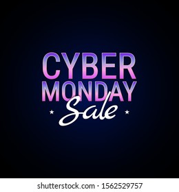 Cyber Monday Sale web banner poster logo dark background vector