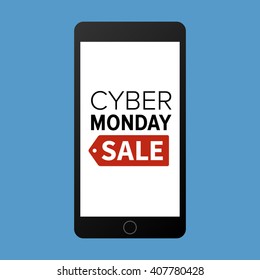 Cyber Monday sale website display on smartphone / mobile phone vector promotion