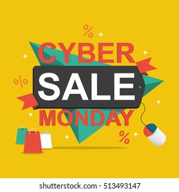 Cyber Monday sales flat style art illustration