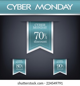 Cyber monday sales web elements with banners and discounts. Eps10 vector illustration.