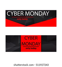 Cyber monday sales web elements with banners and discounts. Eps10 vector illustration.