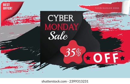cyber monday sell 35% discount offer design in 2024 banner. Special discount offer design. Product discount festival