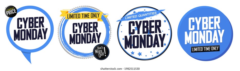 Cyber Monday, Set Sale banners design template, discount tags, final season offers, vector illustration