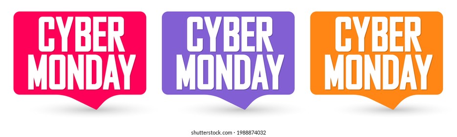 Cyber Monday, Set Sale banners design template, discount tags, final season offers, vector illustration