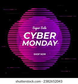 Cyber Monday shop now sign icon neon line concept template background design