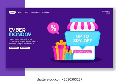 Cyber Monday Shopping Promotion Template for Social Media Landing Page Graphics
