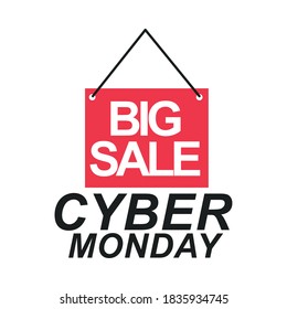 cyber monday, signboard door big sale advertisement vector illustration