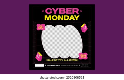 Cyber Monday Social Media (em inglês). Ilustração vetorial