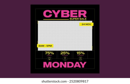 Cyber Monday Social Media. Vector illustration