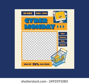 Cyber Monday Socials Media. Design template for social networks, social media, poster.