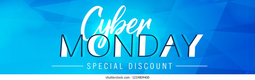 Cyber Monday Special Discount Banner. Vector llustration for your Projects. Online Shopping and Marketing Concept.