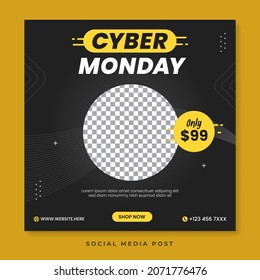 Cyber monday square banner for social media post template