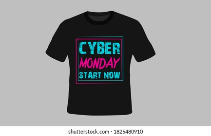 Diseño de camisetas para el inicio del lunes cibernético