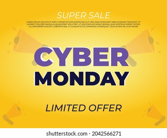 Cyber Monday Super sale banner design 
with Yellow background